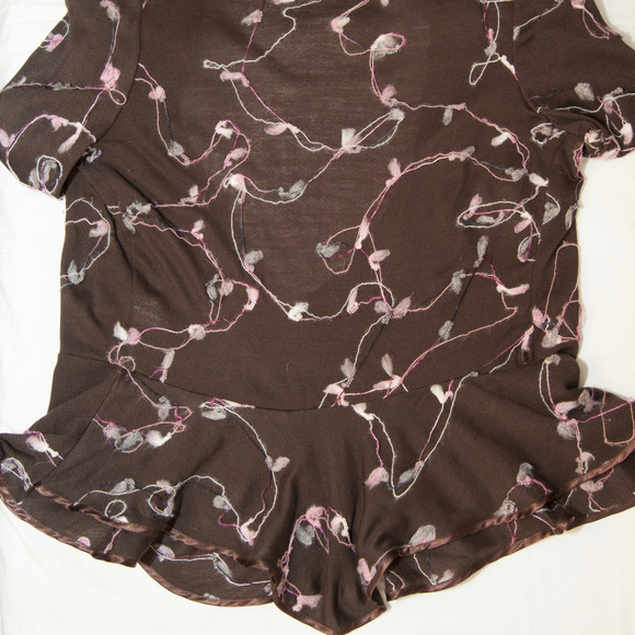 Louis Verdad Wool & Satin Wrap Peplum Blouse - Picture 8 of 8